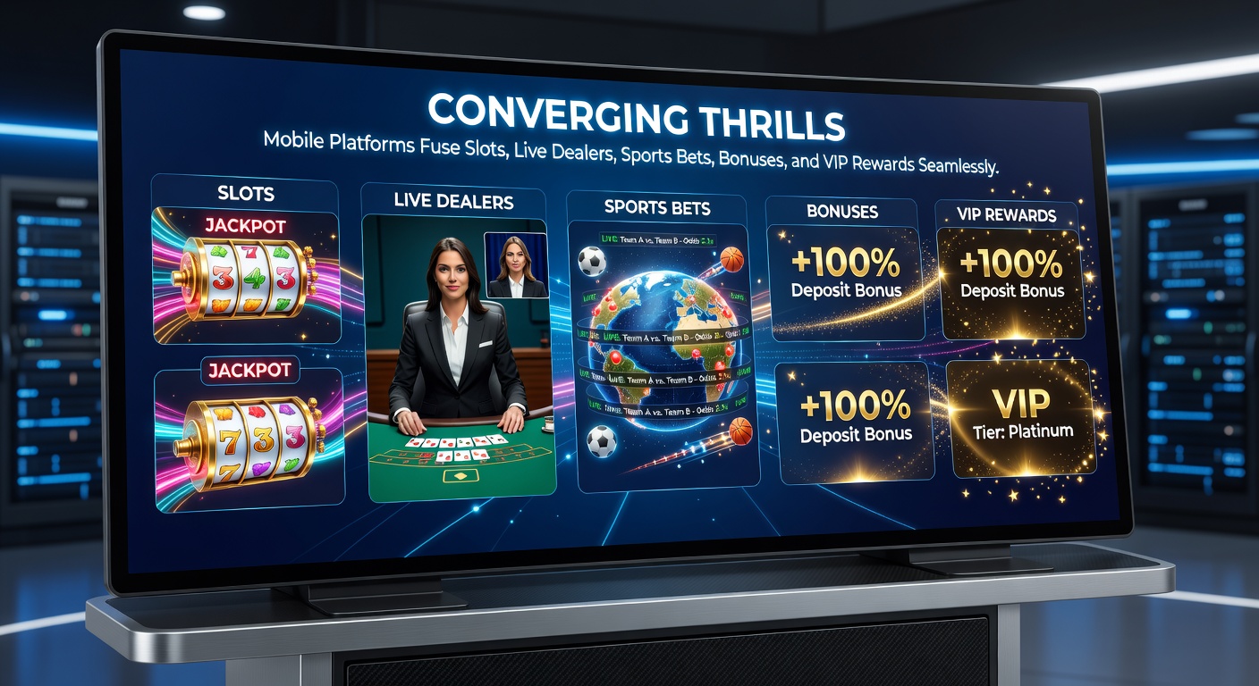 Mobiele telefoon met geïntegreerde gokapp tonen slots, live dealer tafels, sportweddenschappen en VIP-beloningen