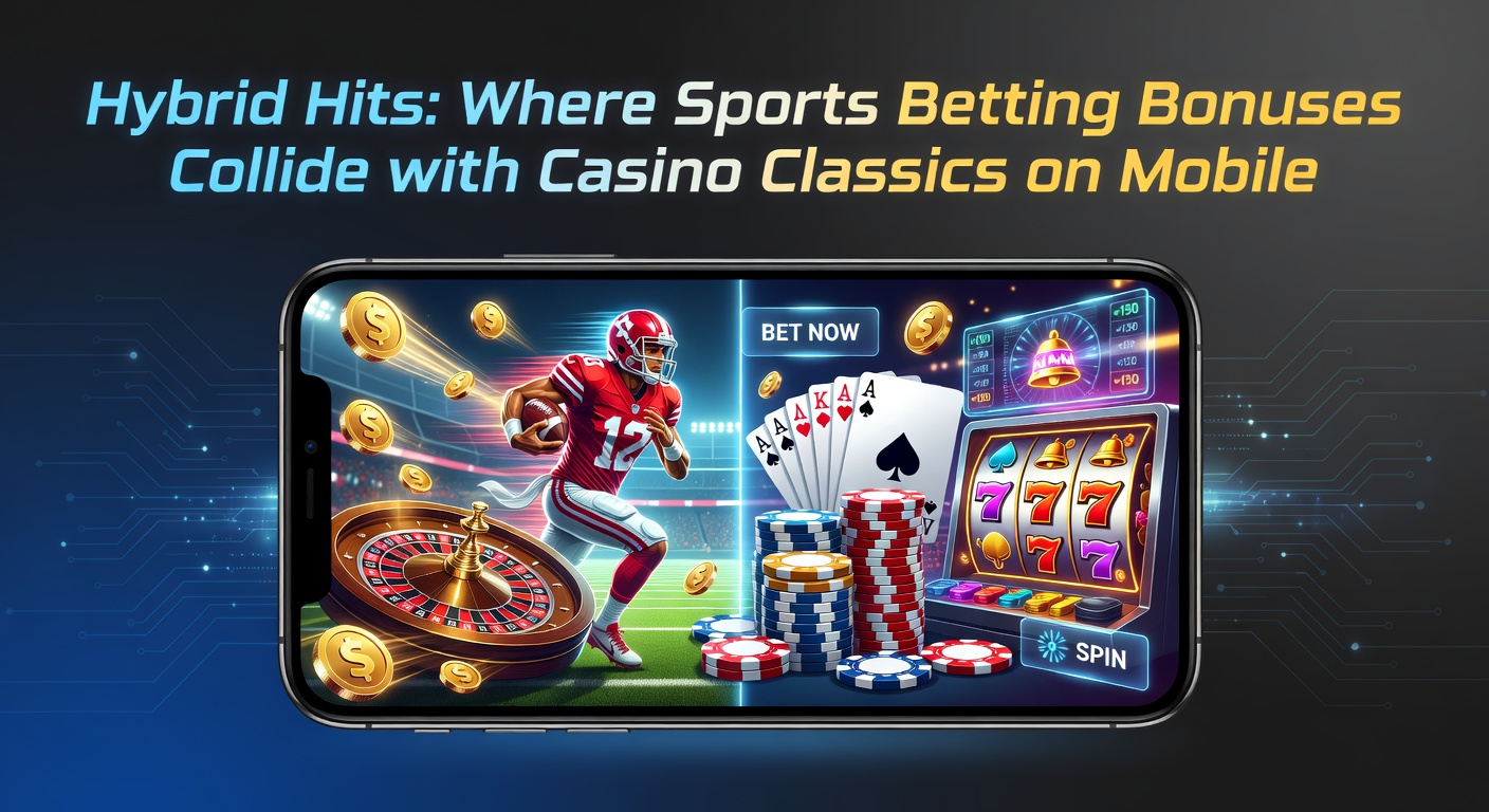 Mobiele scherm met sportweddenschap en casino slots naast elkaar, bonussen zichtbaar in actie