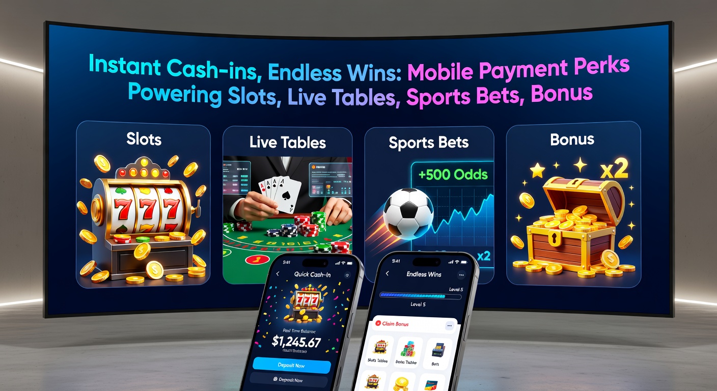 Dynamische scène van een live blackjack tafel op mobiel, met sportweddenschappen en VIP-ladder icoontjes, illustrerend naadloze integratie van mobiele betalingen