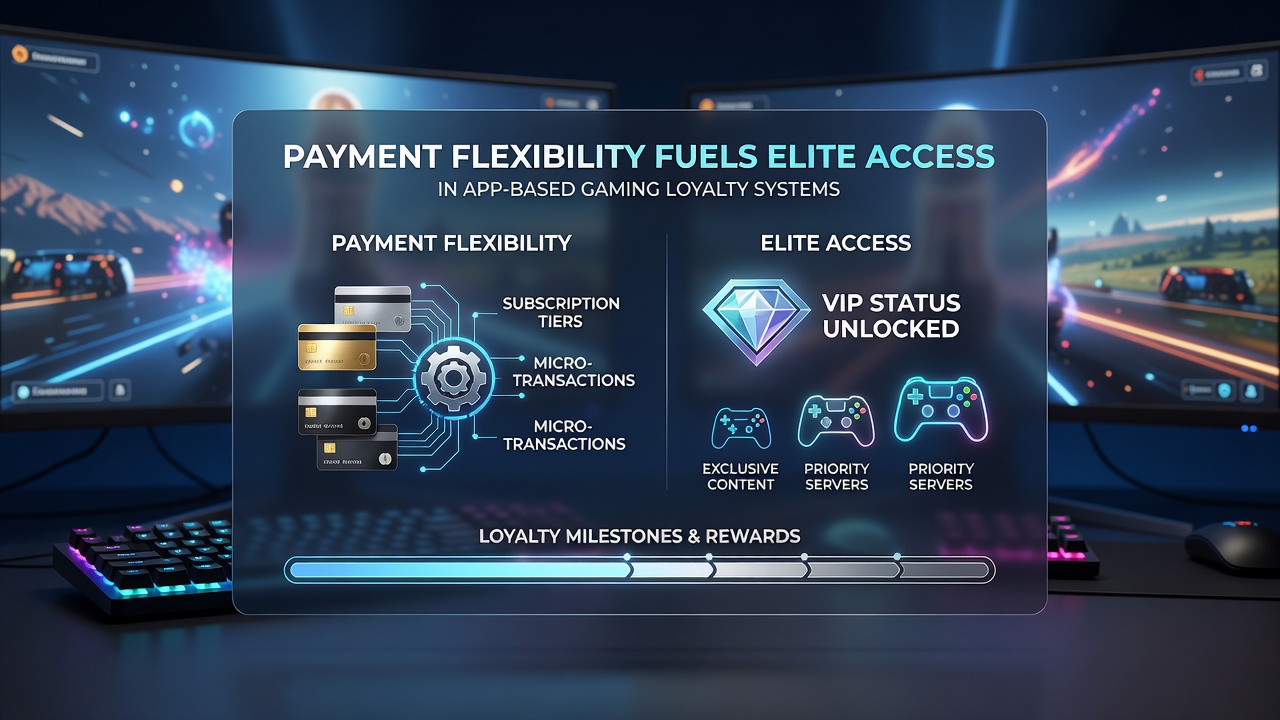Gebruikersinterface van een gaming app met betalingsflexibiliteit en loyaliteitspunten